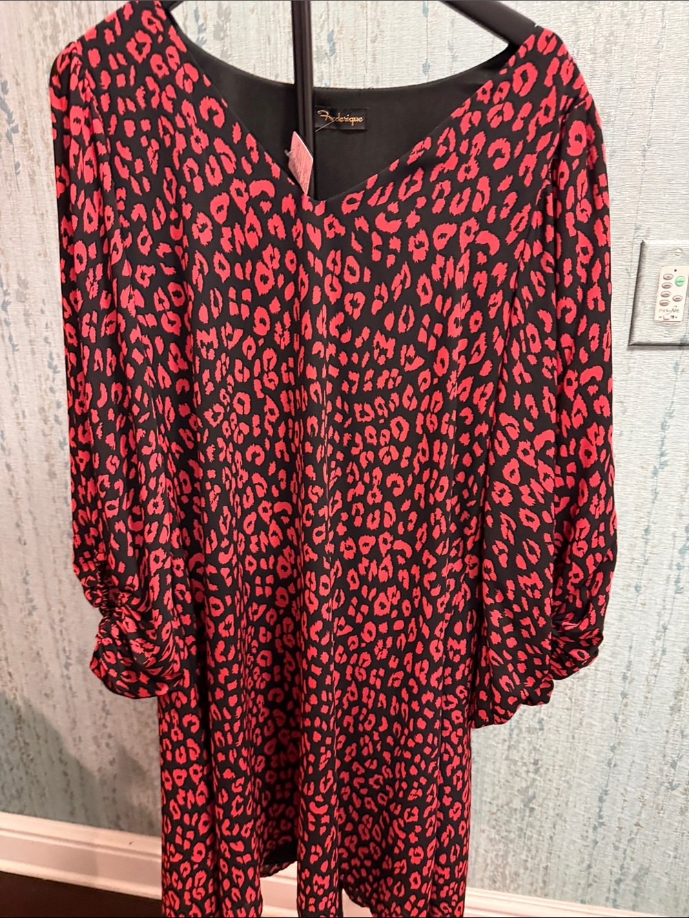 Draper James Black Tunic with Red Leopard Print